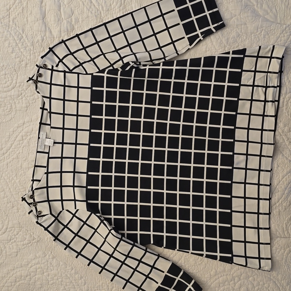 Charter Club Black and White Petite Top